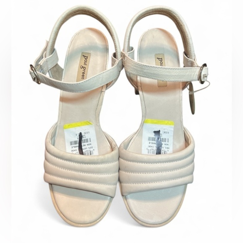 Paul Green Leslie Biscuit Leather Block Platform Dress Sandal Women‎ 3 1/2 (**6)